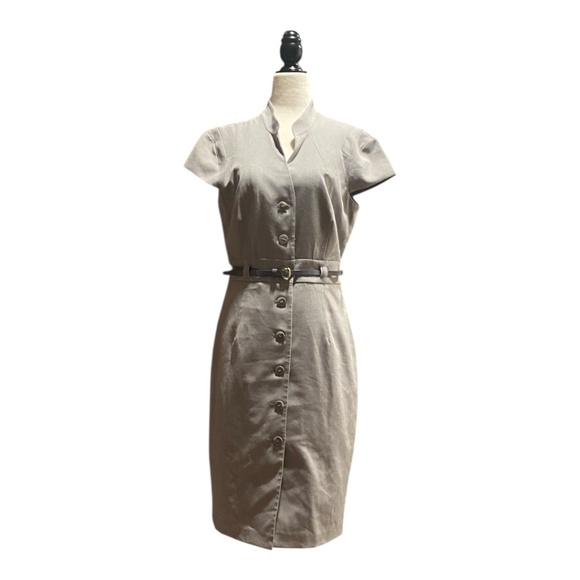 Calvin Klein dress. Retro style. Button up with belt. Fully lined. Sz 10 - Picture 2 of 16
